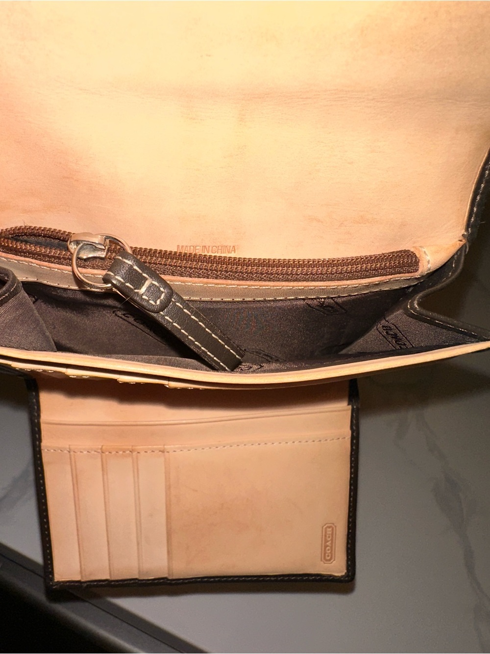 Vintage Y2K Coach Signature Micro C Buckle Flap Trifold Wallet Brown Leather - Picture 4 of 5